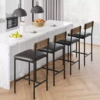 Acekool Sgabelli da Bar Altezza Bancone 65cm Set da 4 in Similpelle con Schienale e Poggiapiedi per Isola Cucina
