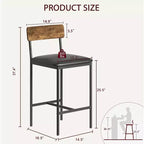 Acekool Sgabelli da Bar Altezza Bancone 65cm Set da 4 in Similpelle con Schienale e Poggiapiedi per Isola Cucina
