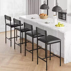 Acekool Sgabelli da Bar Altezza Bancone 65cm Set da 4 in Similpelle con Schienale e Poggiapiedi per Isola Cucina