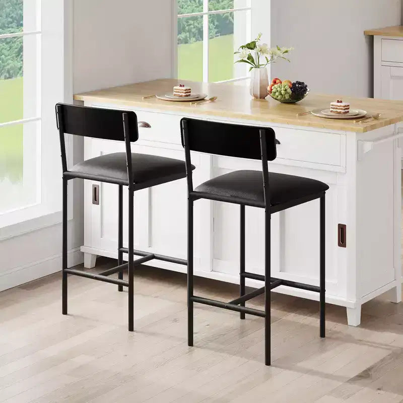Acekool Sgabelli da Bar Altezza Bancone 65cm Set da 4 in Similpelle con Schienale e Poggiapiedi per Isola Cucina