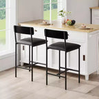 Acekool Sgabelli da Bar Altezza Bancone 65cm Set da 4 in Similpelle con Schienale e Poggiapiedi per Isola Cucina