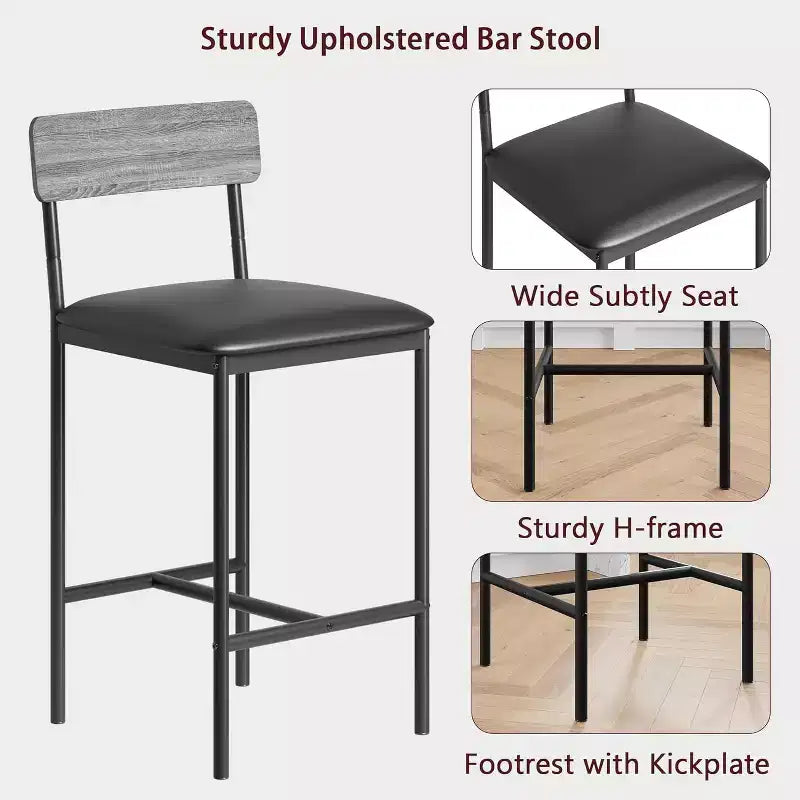 Acekool Sgabelli da Bar Altezza Bancone 65cm Set da 4 in Similpelle con Schienale e Poggiapiedi per Isola Cucina