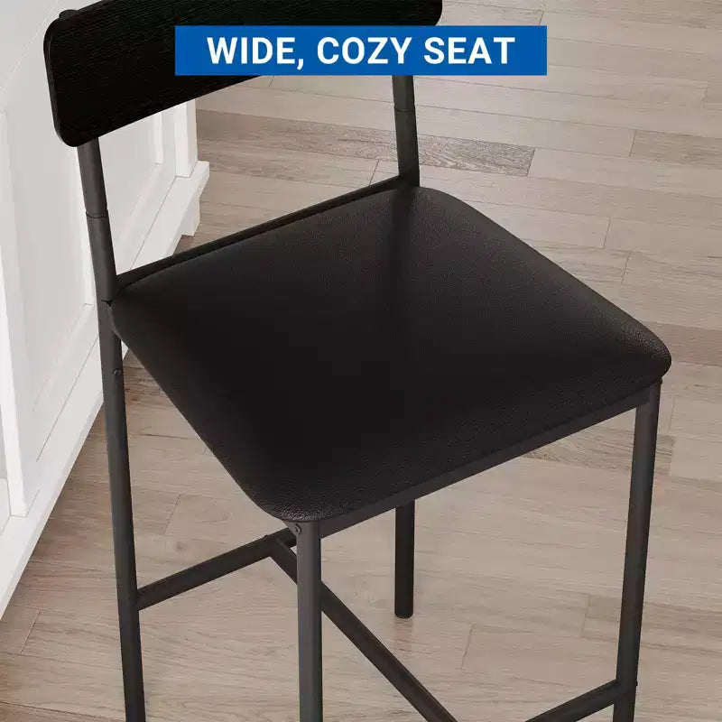 Acekool Sgabelli da Bar Altezza Bancone 65cm Set da 4 in Similpelle con Schienale e Poggiapiedi per Isola Cucina