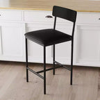 Acekool Sgabelli da Bar Altezza Bancone 65cm Set da 4 in Similpelle con Schienale e Poggiapiedi per Isola Cucina