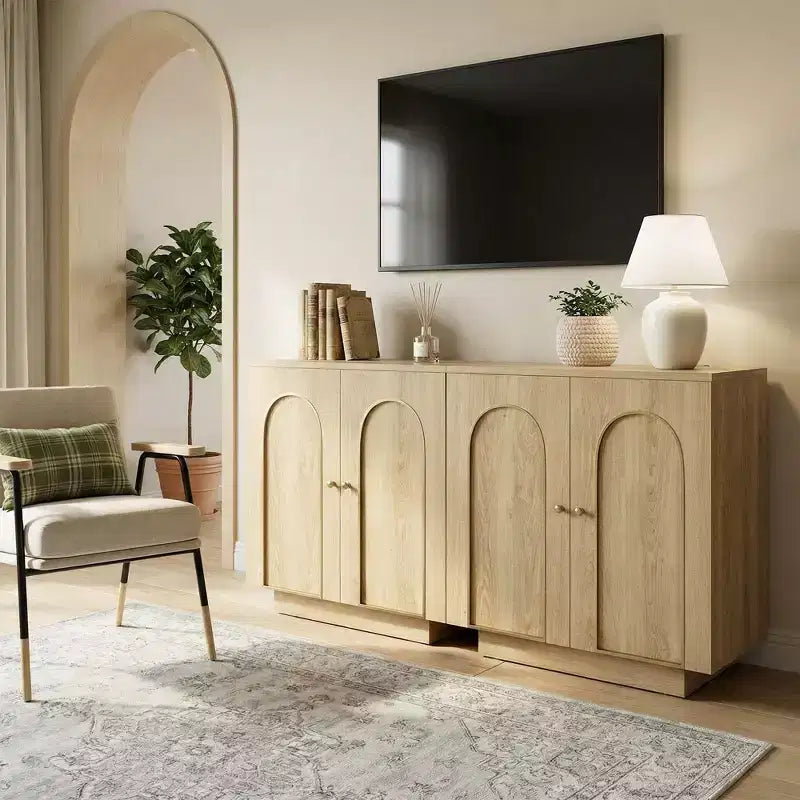 Mobiletto accentato da 30,3 pollici H Clihome, mobiletto da ufficio con 1 ripiano e cerniere a chiusura ammortizzata, ante ad arco