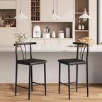 Acekool Black 25 Inch Counter Height Bar Stools Set of 4 PU Leather U Shaped Back Metal Chairs for Kitchen Island