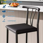 Acekool Nero Sgabelli da Bar di Altezza Contatore da 25 Pollici Set di 4 Sedie in Metallo con Schienale a U in Pelle PU per Isola della Cucina