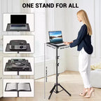 Supporto per proiettore Treppiede Supporto per laptop con altezza regolabile 26 - 63 pollici, carrello mobile per laptop su ruote con supporto per telefono, supporto da pavimento per divano, esterno