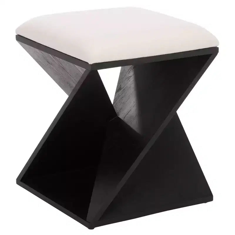 Sgabello in legno Lucy con cuscino - Nero/Bianco - SEI