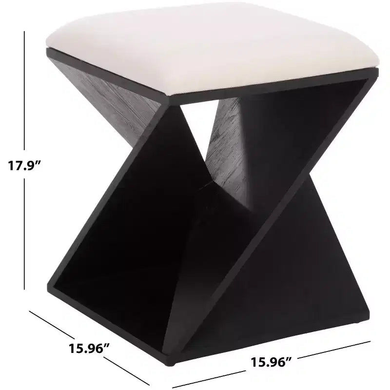 Sgabello in legno Lucy con cuscino - Nero/Bianco - SEI