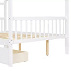 Luxystar Letto a Capanna in Legno Moderno Full Size con 2 Cassetti e Testiere