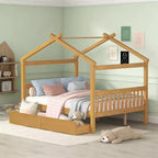 Luxystar Letto a Capanna in Legno Moderno Full Size con 2 Cassetti e Testiere