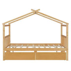 Luxystar Letto a Capanna in Legno Moderno Full Size con 2 Cassetti e Testiere