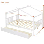Luxystar Letto a Capanna in Legno Moderno Full Size con 2 Cassetti e Testiere