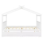Luxystar Letto a Capanna in Legno Moderno Full Size con 2 Cassetti e Testiere