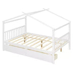 Luxystar Letto a Capanna in Legno Moderno Full Size con 2 Cassetti e Testiere