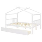 Luxystar Letto a Capanna in Legno Moderno Full Size con 2 Cassetti e Testiere