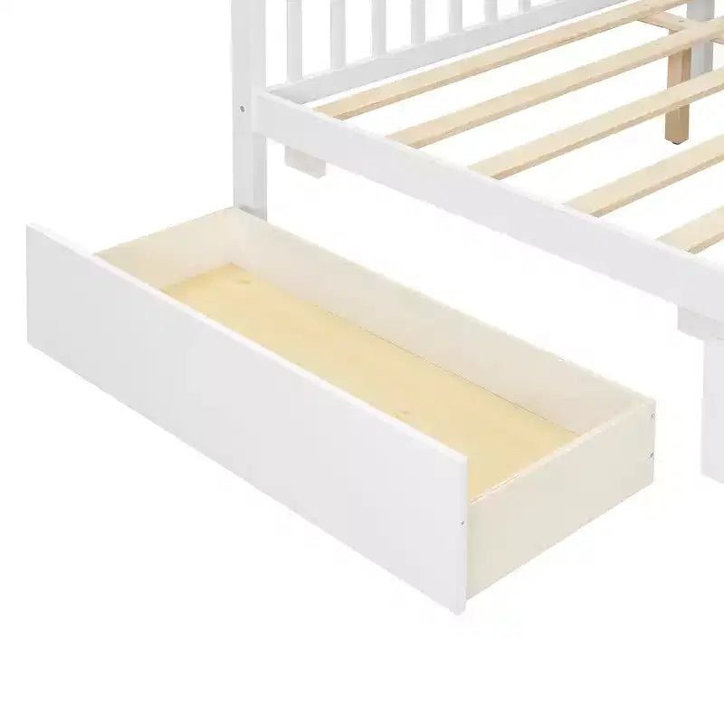 Luxystar Letto a Capanna in Legno Moderno Full Size con 2 Cassetti e Testiere