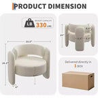 Set di 2 Poltrone Accent, Poltrona Moderna a Botte con Rivestimento in Peluche Ciniglia per Salotto, Camera da Letto e Ufficio, Design Rotondo Confortevole, Facile da Montare