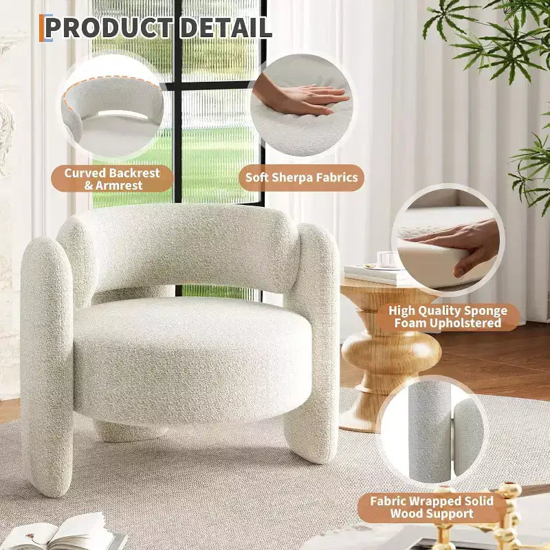 Set di 2 Poltrone Accent, Poltrona Moderna a Botte con Rivestimento in Peluche Ciniglia per Salotto, Camera da Letto e Ufficio, Design Rotondo Confortevole, Facile da Montare
