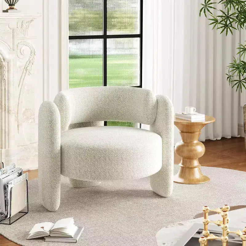 Set di 2 Poltrone Accent, Poltrona Moderna a Botte con Rivestimento in Peluche Ciniglia per Salotto, Camera da Letto e Ufficio, Design Rotondo Confortevole, Facile da Montare