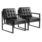 Poltrona d'Appoggio Mid Century Modern - Poltroncina in Pelle PU, Sedile con Cuscino Spesso, Struttura in Metallo, Sedia Lounge Retrò per Soggiorno, Camera da Letto, Ufficio