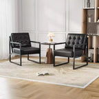 Poltrona d'Appoggio Mid Century Modern - Poltroncina in Pelle PU, Sedile con Cuscino Spesso, Struttura in Metallo, Sedia Lounge Retrò per Soggiorno, Camera da Letto, Ufficio