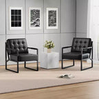 Poltrona d'Appoggio Mid Century Modern - Poltroncina in Pelle PU, Sedile con Cuscino Spesso, Struttura in Metallo, Sedia Lounge Retrò per Soggiorno, Camera da Letto, Ufficio