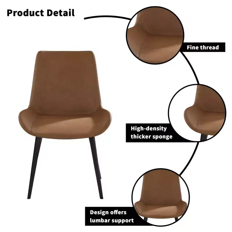 FurnitureR Set di 2 Sedie da Pranzo in PU, Sedie Laterali Moderne Imbottite da Cucina con Gambe in Metallo, Sedie da Sala da Pranzo in Ecopelle per Sala da Pranzo, Cucina