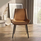 FurnitureR Set di 2 Sedie da Pranzo in PU, Sedie Laterali Moderne Imbottite da Cucina con Gambe in Metallo, Sedie da Sala da Pranzo in Ecopelle per Sala da Pranzo, Cucina