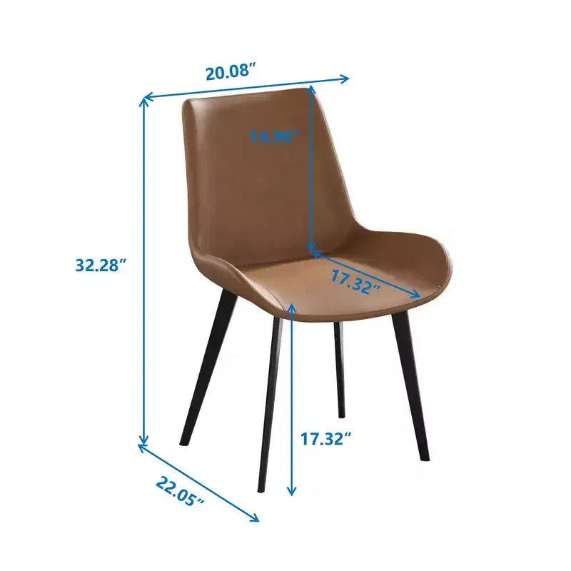 FurnitureR Set di 2 Sedie da Pranzo in PU, Sedie Laterali Moderne Imbottite da Cucina con Gambe in Metallo, Sedie da Sala da Pranzo in Ecopelle per Sala da Pranzo, Cucina