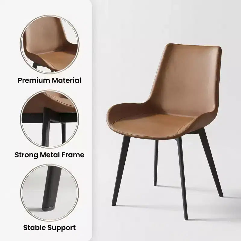 FurnitureR Set di 2 Sedie da Pranzo in PU, Sedie Laterali Moderne Imbottite da Cucina con Gambe in Metallo, Sedie da Sala da Pranzo in Ecopelle per Sala da Pranzo, Cucina