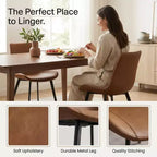 FurnitureR Set di 2 Sedie da Pranzo in PU, Sedie Laterali Moderne Imbottite da Cucina con Gambe in Metallo, Sedie da Sala da Pranzo in Ecopelle per Sala da Pranzo, Cucina