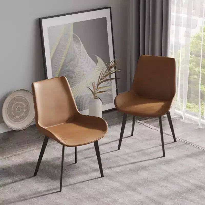 FurnitureR Set di 2 Sedie da Pranzo in PU, Sedie Laterali Moderne Imbottite da Cucina con Gambe in Metallo, Sedie da Sala da Pranzo in Ecopelle per Sala da Pranzo, Cucina