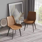 FurnitureR Set di 2 Sedie da Pranzo in PU, Sedie Laterali Moderne Imbottite da Cucina con Gambe in Metallo, Sedie da Sala da Pranzo in Ecopelle per Sala da Pranzo, Cucina