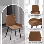 FurnitureR Set di 2 Sedie da Pranzo in PU, Sedie Laterali Moderne Imbottite da Cucina con Gambe in Metallo, Sedie da Sala da Pranzo in Ecopelle per Sala da Pranzo, Cucina