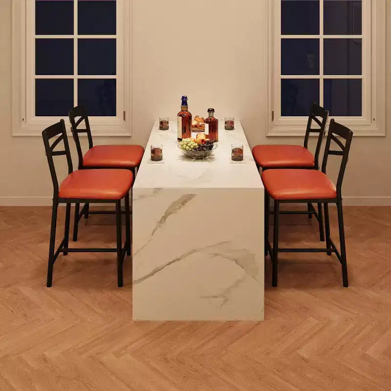 Sgabelli da bar da 22,4 pollici, set da 2, sgabelli da bar altezza bancone con schienale e sedile imbottito in PU, sedie da bar da cucina con struttura in metallo e poggiapiedi per isola cucina