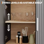 Dispensa alta ad arco Garvee 71, libreria ad arco a 5 ripiani con ante, armadio ad arco in legno con ripiano regolabile per sala da pranzo e soggiorno