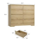Cassettiera in legno a 8 cassetti - 120 cm di larghezza, contenitore profondo per camera da letto, soggiorno e corridoio