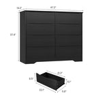 Cassettiera in legno a 8 cassetti - 120 cm di larghezza, contenitore profondo per camera da letto, soggiorno e corridoio