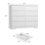 Cassettiera in legno a 8 cassetti - 120 cm di larghezza, contenitore profondo per camera da letto, soggiorno e corridoio