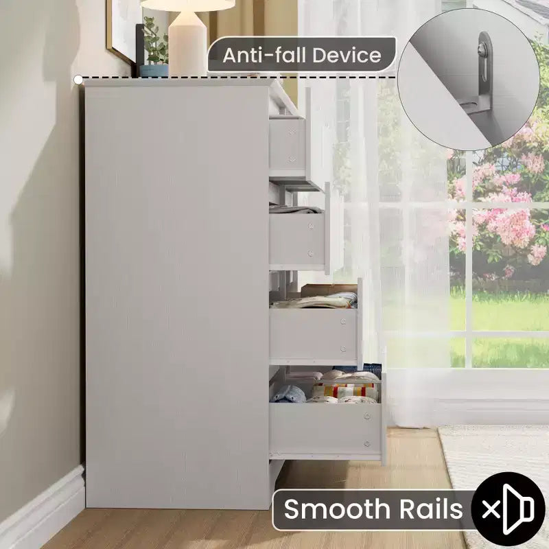 Cassettiera in legno a 8 cassetti - 120 cm di larghezza, contenitore profondo per camera da letto, soggiorno e corridoio