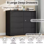 Cassettiera in legno a 8 cassetti - 120 cm di larghezza, contenitore profondo per camera da letto, soggiorno e corridoio