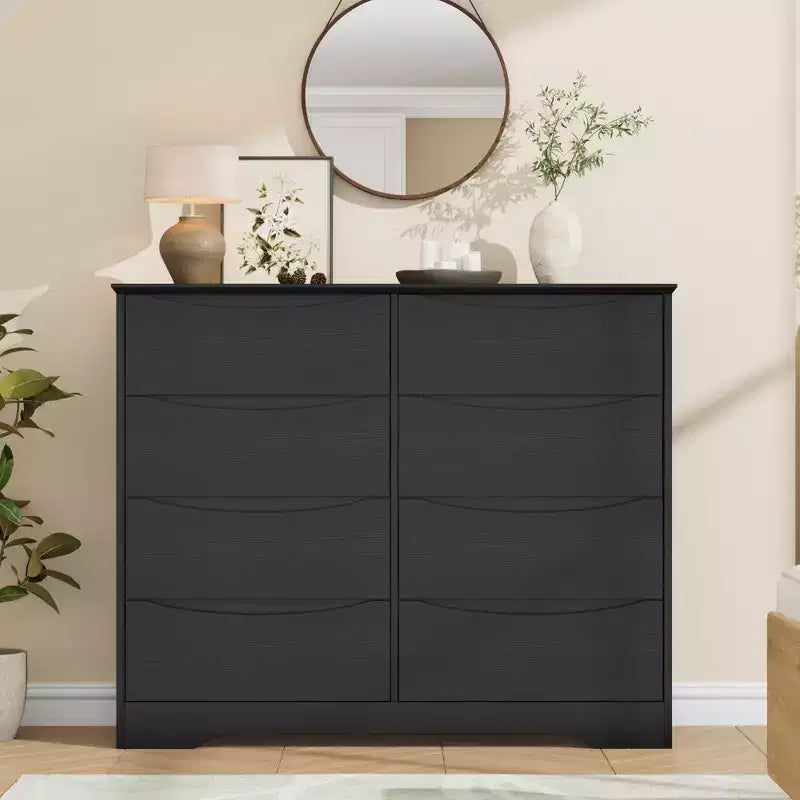 Cassettiera in legno a 8 cassetti - 120 cm di larghezza, contenitore profondo per camera da letto, soggiorno e corridoio