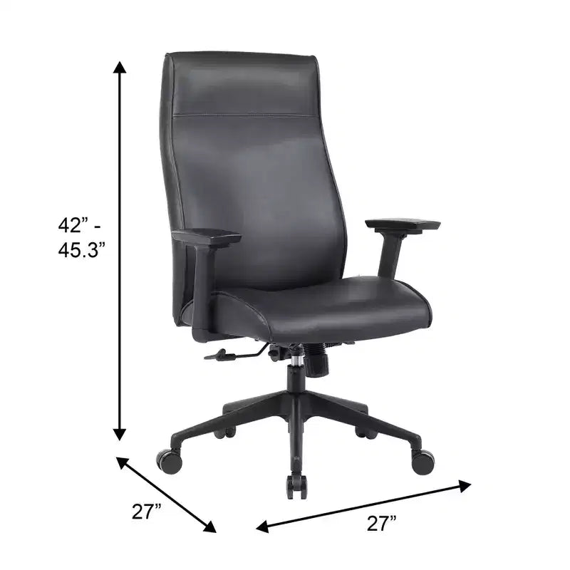 Sedia da ufficio direzionale Maxwell ad alto schienale imbottita in pelle PU, altezza e braccioli regolabili, inclinazione ginocchia e rotazione a 360°, sedia ergonomica da scrivania per computer