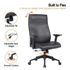 Sedia da ufficio direzionale Maxwell ad alto schienale imbottita in pelle PU, altezza e braccioli regolabili, inclinazione ginocchia e rotazione a 360°, sedia ergonomica da scrivania per computer
