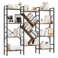 Industrial 4-Tier Wooden Bookcase, Open Bookshelf, Sturdy Metal Frame, Rustic Display Storage Shelves, for Living Room, Bedroom
