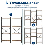 Scaffale a 4 ripiani industriale in legno, libreria aperta, robusta struttura in metallo, mensole rustiche per esposizione e conservazione, per soggiorno, camera da letto