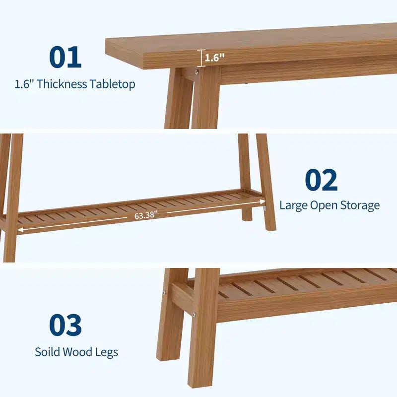 Consolle extra lunga da 180 cm, tavolo da divano a 2 livelli per ingresso, mobiletto rustico in legno con ripiano sottile per corridoio, soggiorno, atrio