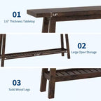 Consolle extra lunga da 180 cm, tavolo da divano a 2 livelli per ingresso, mobiletto rustico in legno con ripiano sottile per corridoio, soggiorno, atrio